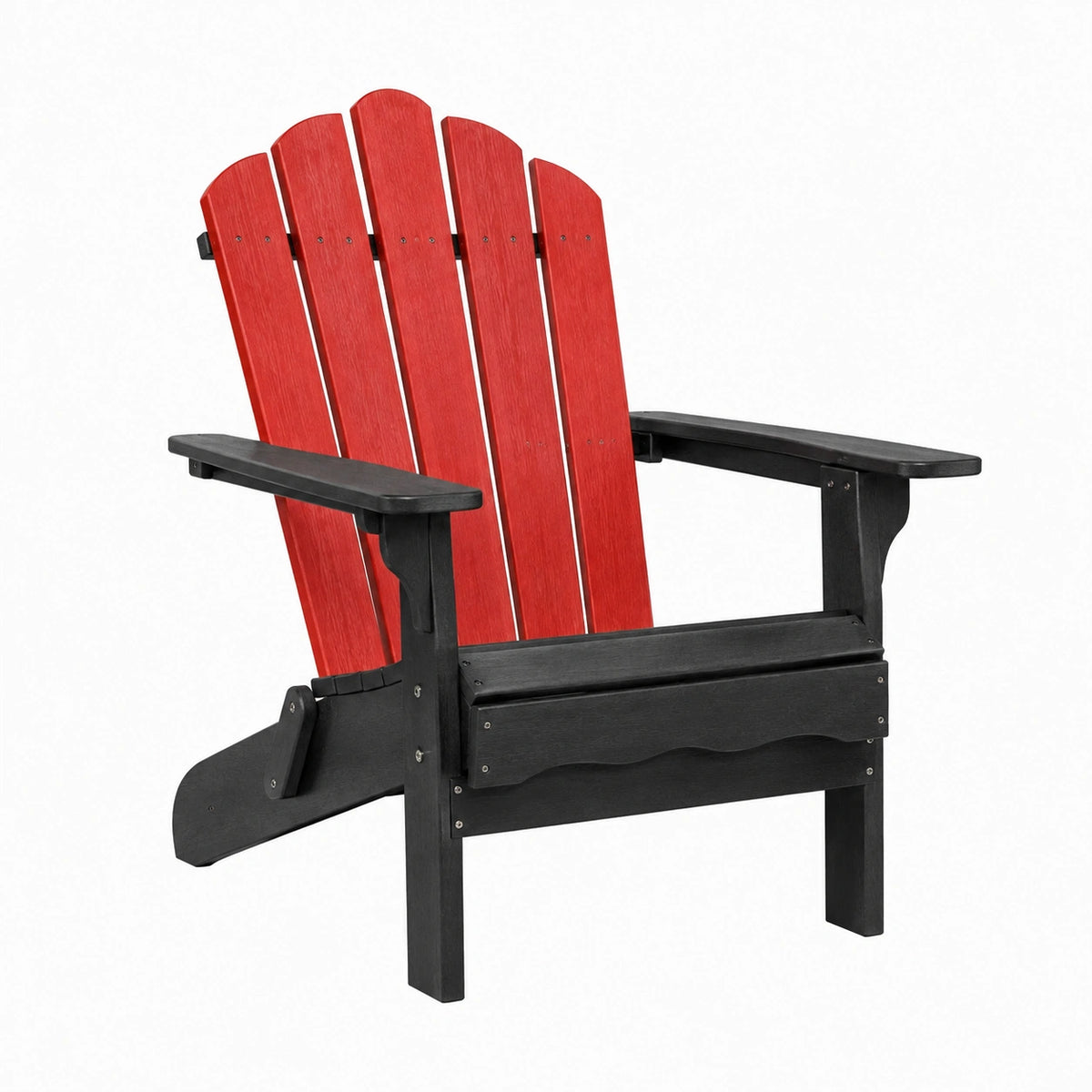 Adirondackstuhl 83 x 76 x 98 cm Kunststoff Rot Schwarz für Garten mit breiten Armlehnen