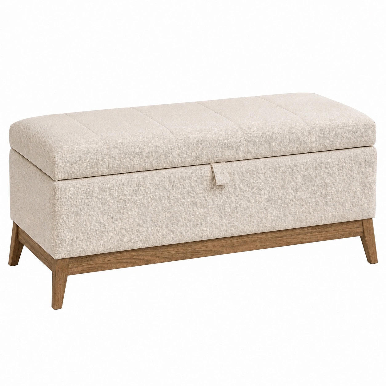 Sitzbank mit Stauraum 100 x 40 x 50 cm Stoffbezug Beige Holzgestell Gepolstert