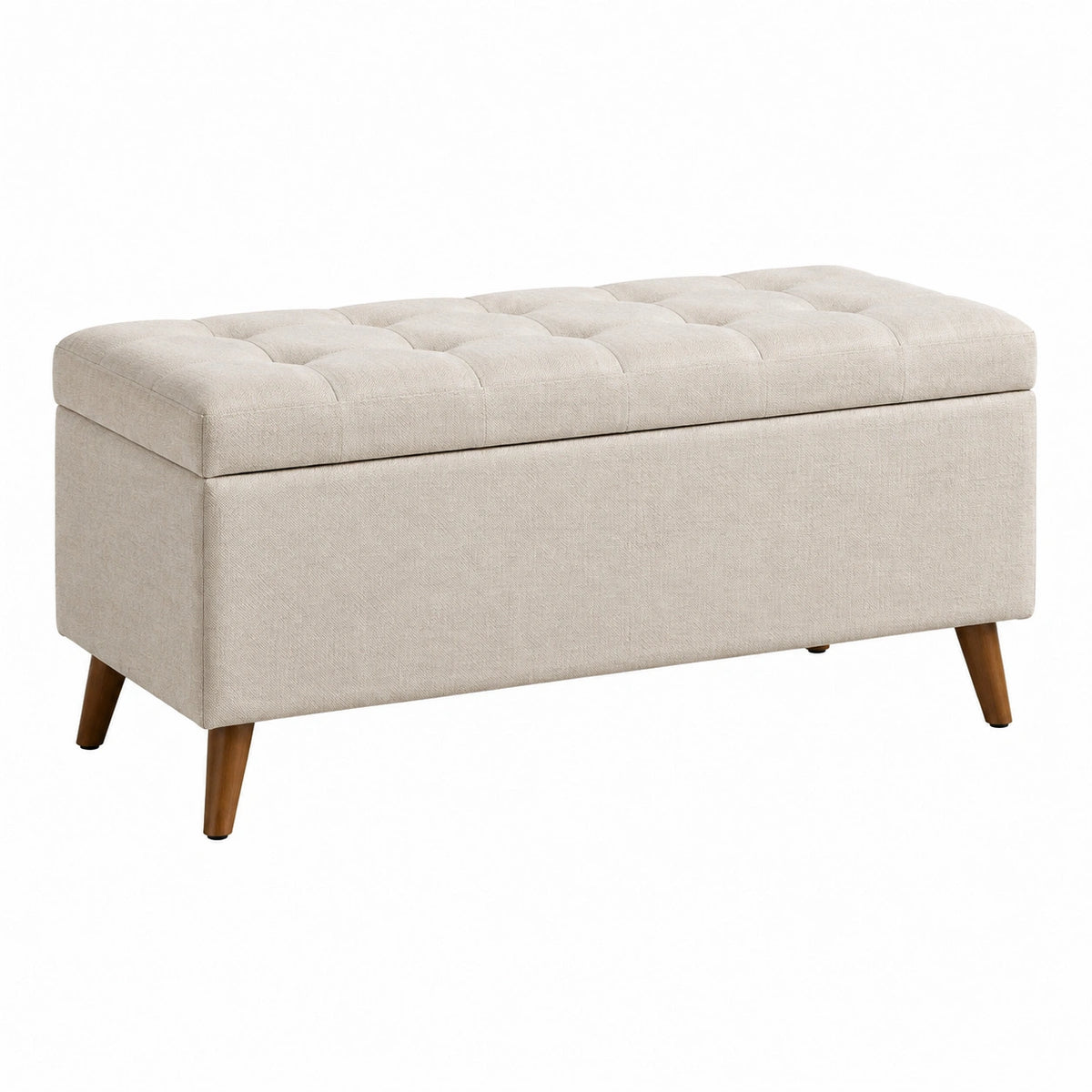 Sitzbank mit Stauraum 120 x 45 x 48 cm Stoff Beige Braun - gepolsterte Truhenbank im modernen Stil