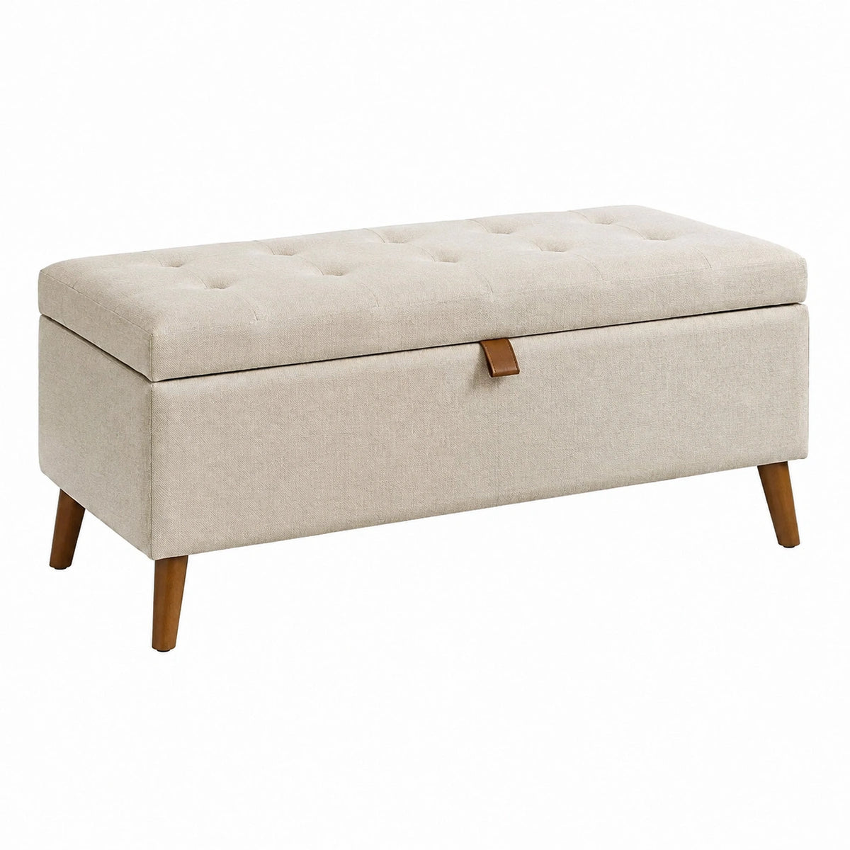 Sitzbank mit Stauraum 120 x 45 x 48 cm Beige Textil Holz Gepolstert