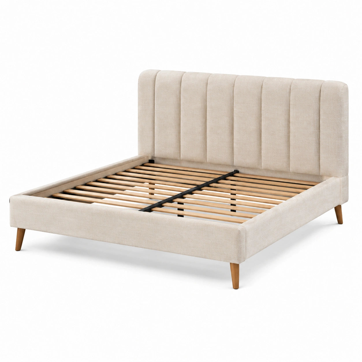 Polsterbett 180 x 200 cm Stoff Beige mit Lattenrost Modern